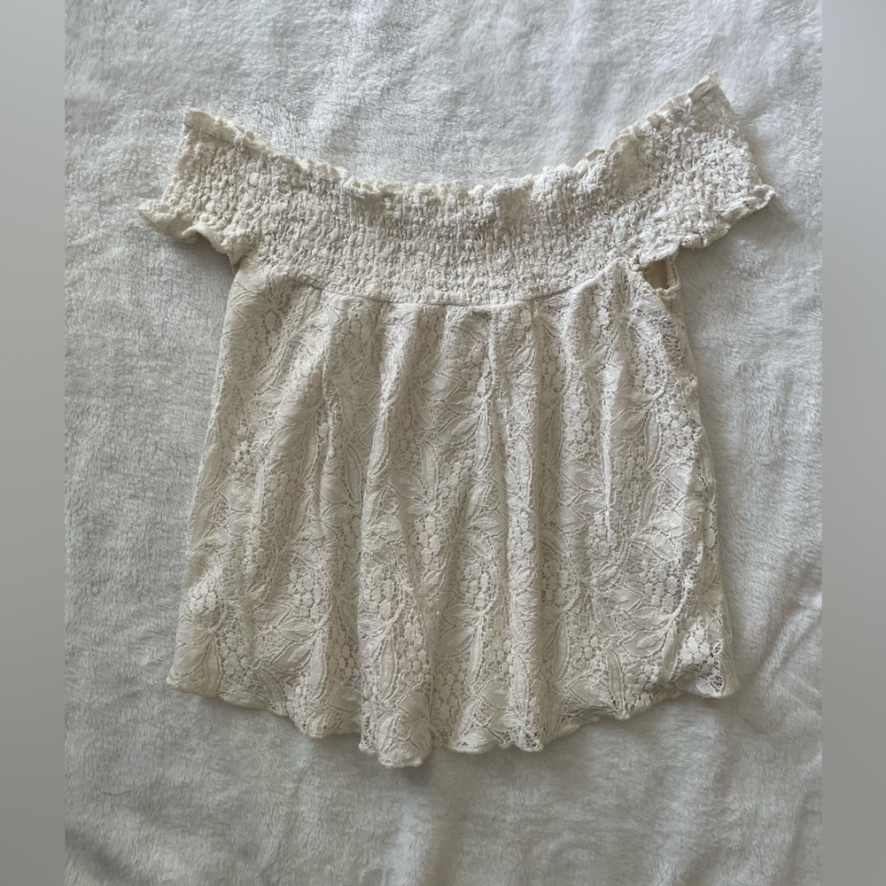 Mossimo Supply Co. Cream Textured Off The Shoulder Cream Top Size XS
